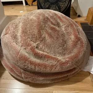 Large pink fluffy bean bag
