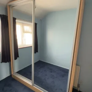 Large Sliding Door Wardrobe – Beech Finish with Mirror