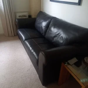 Dark brown leather sofa - Image 2
