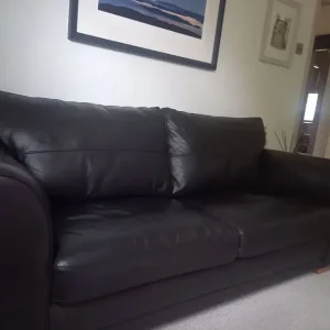 Dark brown leather sofa - Image 4