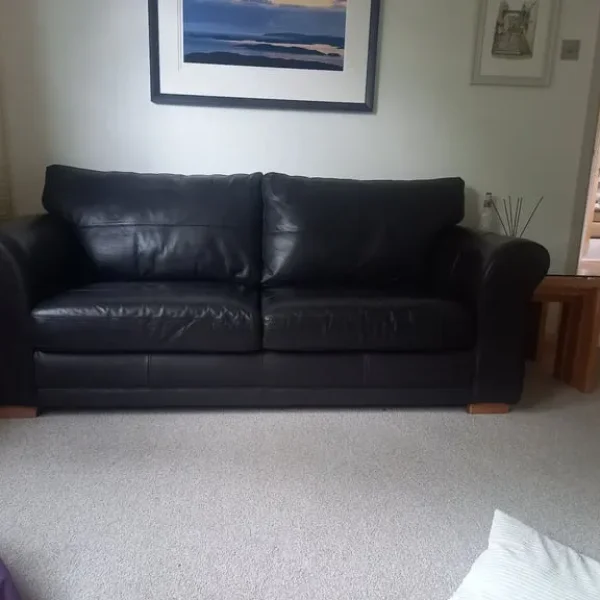 Dark brown leather sofa
