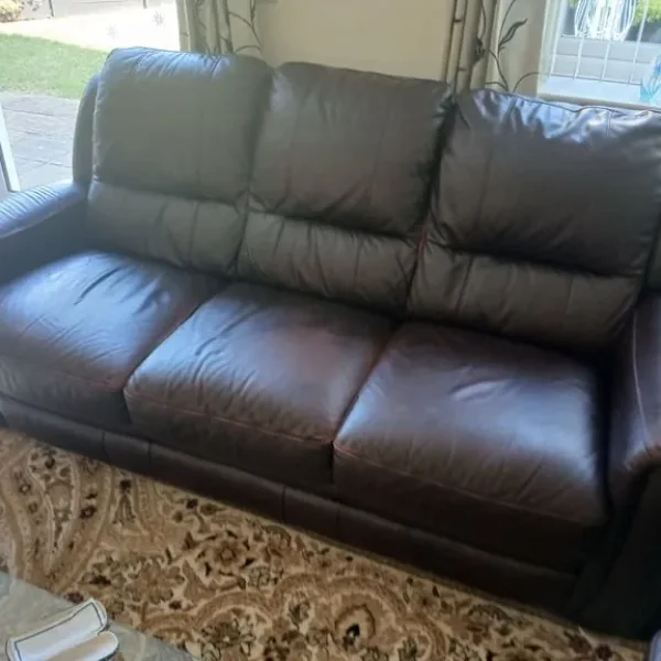 Brown 3 seater leather sofa