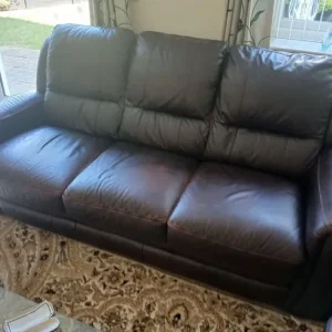 Brown 3 seater leather sofa