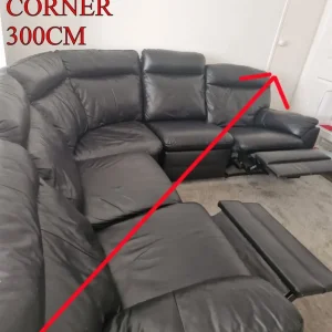 BLACK XXL LEATHER DOUBLE RECLINER SOFA - Image 6