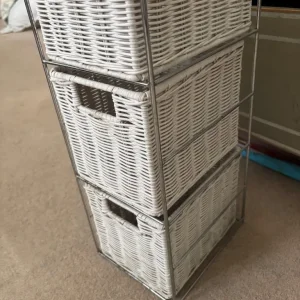 4 drawer white basket tower storage - Image 2