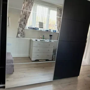 IKEA PAX Wardrobe Black/Brown Sliding Doors 2m x 195cm - Image 2