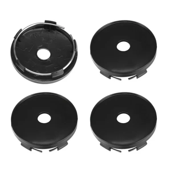 4x Universal Black Alloy Wheel Center Caps (56mm ID, 60mm OD)