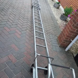 13 + 12 Rung Roof Ladder & Ridge Safety Hook Double Section 6.7m MAX Grip Steps - Image 2