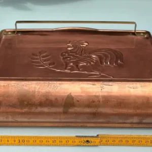 VINTAGE FRENCH COPPER KITCHEN UTENSIL RACK WITH COQ DESIGN - Image 6