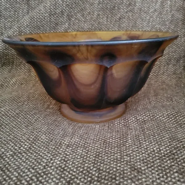 Vintage Davidson Amber Cloud Glass Fruit Bowl