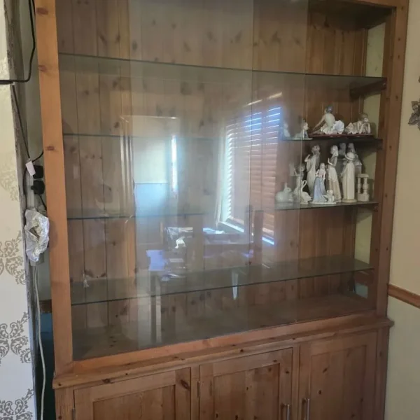 Solid wood and glass display cabinet and sideboard
