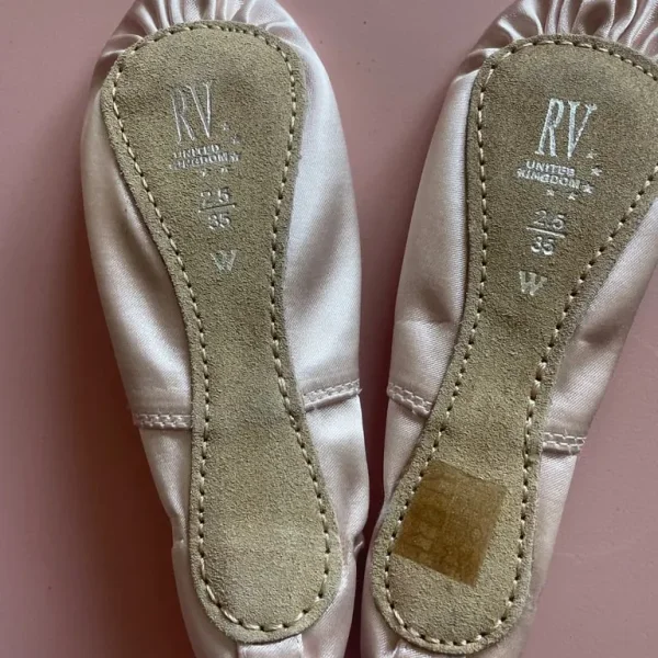 Satin real suede sole ballet shoes size 2.5