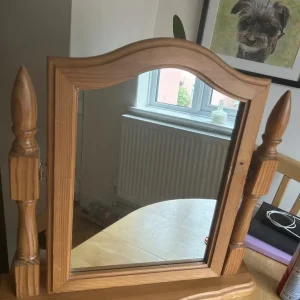 Pine Wood Free Standing Dressing Table Mirror