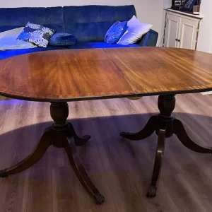 Repro mahogany veneered dining table - Image 5