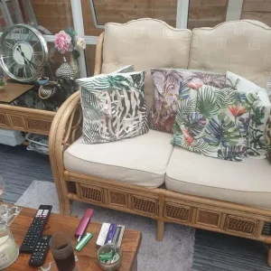 wicker sofa and table