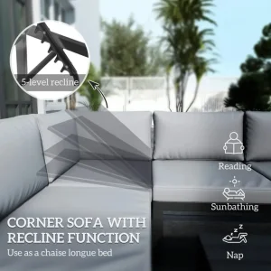 Outsunny 4-Piece Reclining Garden Sofa Set - Image 5