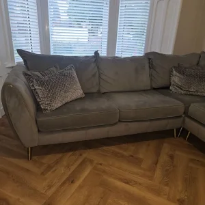 Corner sofa grey and gold - Image 2