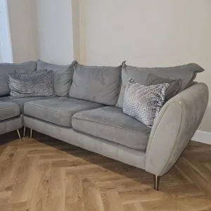 Corner sofa grey and gold - Image 3