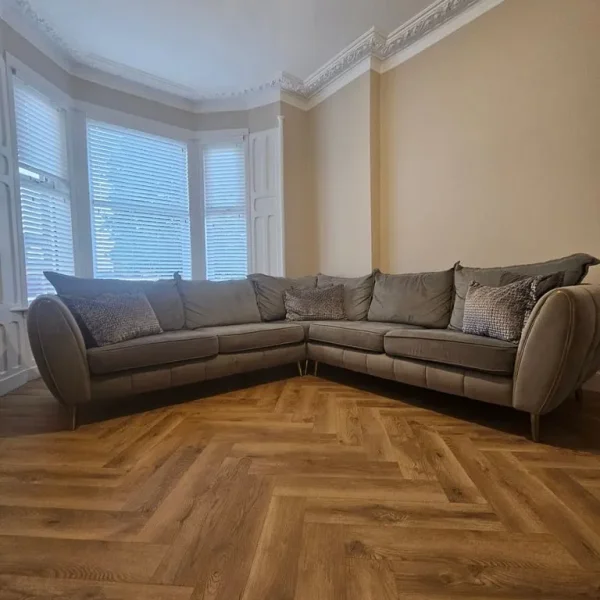 Corner sofa grey and gold