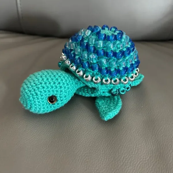 Crocheted beaded turtle toy