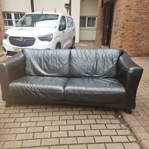 Black leather 3 seater sofa