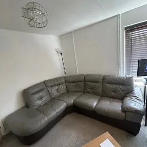 Corner sofa grey leather - Image 2