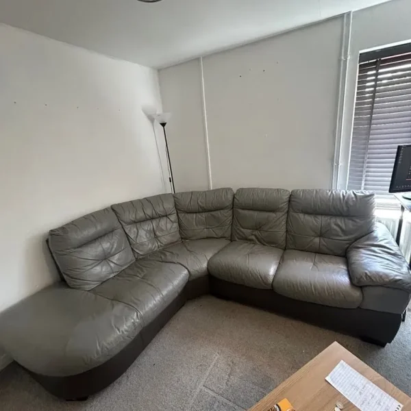 Corner sofa grey leather