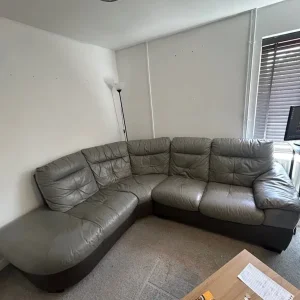 Corner sofa grey leather