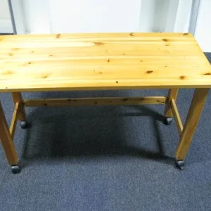 Wooden table with wheels