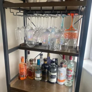Freestanding Floor Wine Rack with Glass Holder and Storage - Image 2