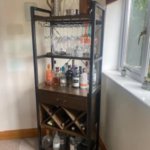 Freestanding Floor Wine Rack with Glass Holder and Storage - Image 4