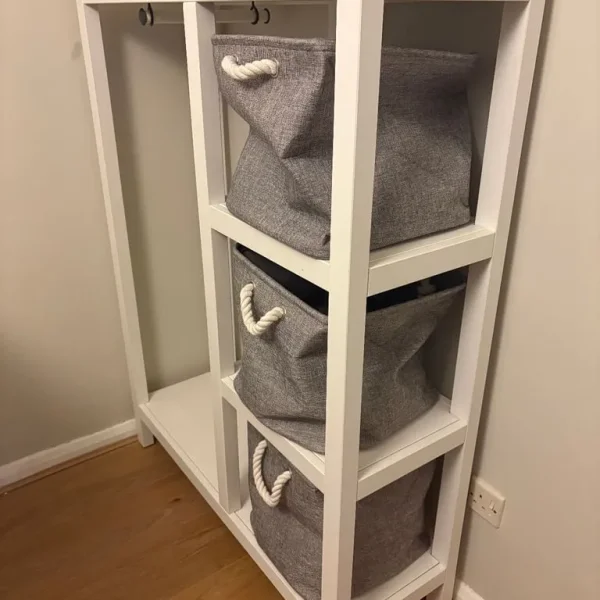 IKEA clothes rail and storage box unit