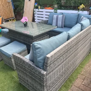 Rattan Garden Sofa and Rising Table Set - Image 4