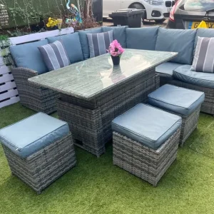 Rattan Garden Sofa and Rising Table Set
