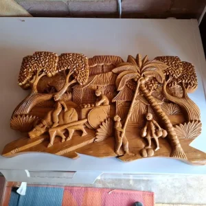 Balinese hand carved wooden wall panel