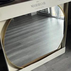 Large Gold Frame Round Wall Mirror 80cm - Image 3