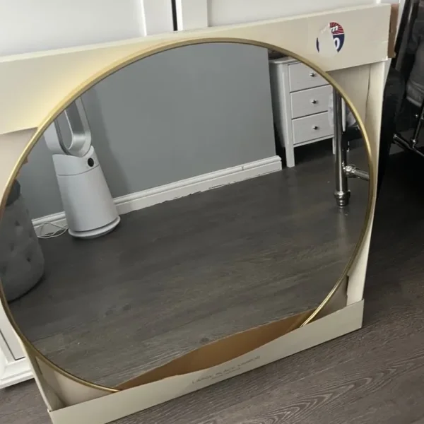 Large Gold Frame Round Wall Mirror 80cm
