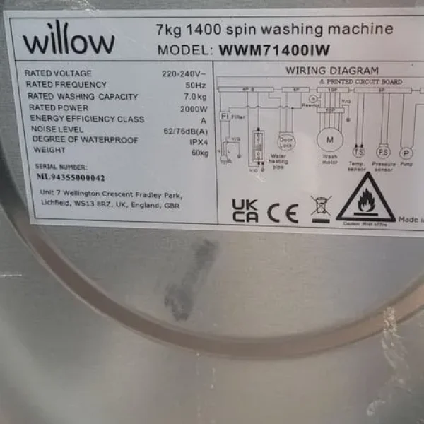 Willow 7kg washing machine