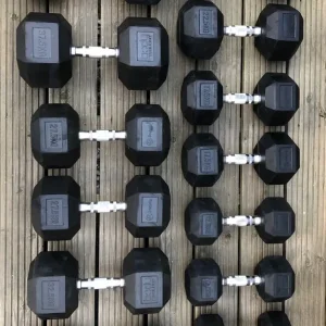 Rubber coated hex dumbbells set - 315kg total - Image 3