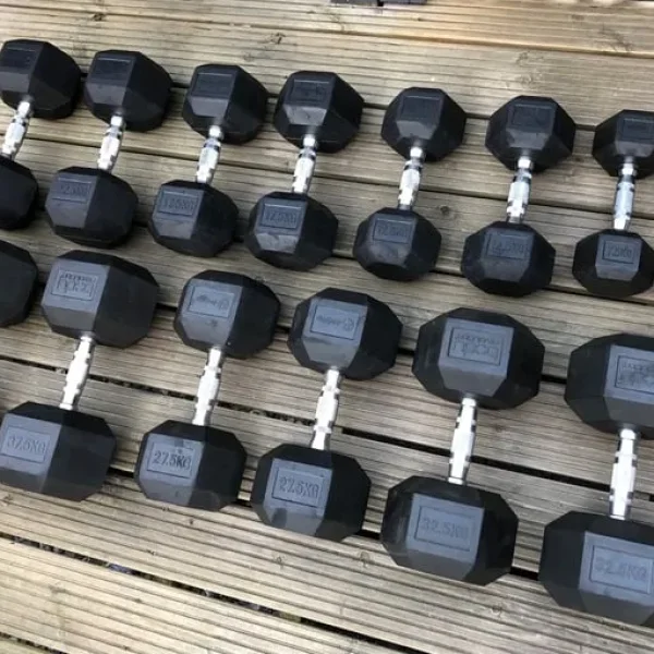 Rubber coated hex dumbbells set - 315kg total