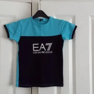 Boys Emporio Armani EA7 T-Shirt Dark Blue / Light Blue Size 122/128