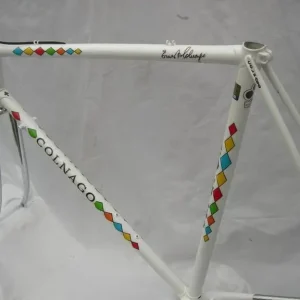 COLNAGO WHITE HARLEQUIN STYLE FRAME AND FORKS 1980S 57CM CTC CAMPAGNOLO - Image 2