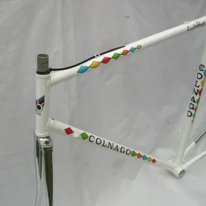 COLNAGO WHITE HARLEQUIN STYLE FRAME AND FORKS 1980S 57CM CTC CAMPAGNOLO - Image 3