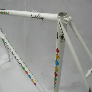 COLNAGO WHITE HARLEQUIN STYLE FRAME AND FORKS 1980S 57CM CTC CAMPAGNOLO - Image 4