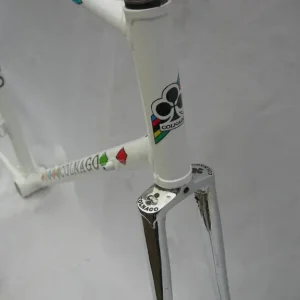 COLNAGO WHITE HARLEQUIN STYLE FRAME AND FORKS 1980S 57CM CTC CAMPAGNOLO - Image 5