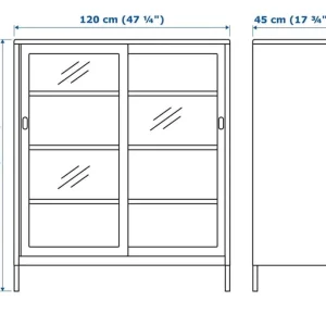 IDÅSEN IKEA Display Cabinet with sliding glass doors in beige - Image 3