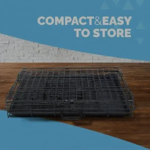 42-inch Folding Metal Dog Crate with Two Doors - Image 2