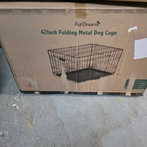 42-inch Folding Metal Dog Crate with Two Doors - Image 4
