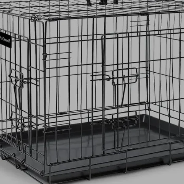 42-inch Folding Metal Dog Crate with Two Doors