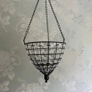 Vintage Black Metal & Crystal Candle/Plant Hanging Holders - Image 2
